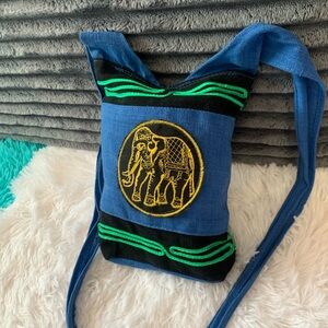 Blue Elephant Embroidered Backpack